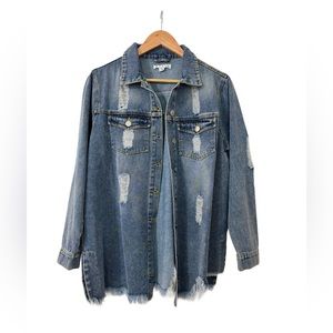 Denim Distressed Shacket